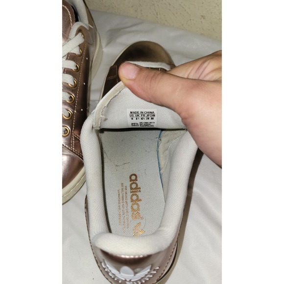 Adidas Stan Smith Rose Gold Metallic Sneakers Women's Size 10 Rare Color - Picture 5 of 11